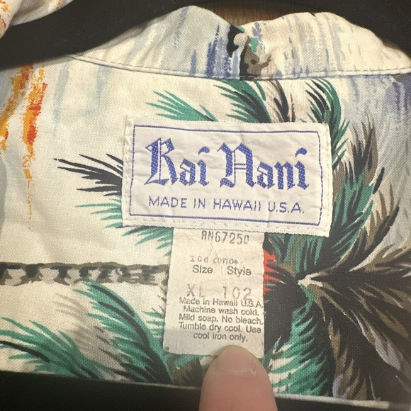 Kai‎ Nani Shirt Mens Extra Large Blue Floral Hawaiian Aloha Vintage Hawaii USA - Picture 3 of 6